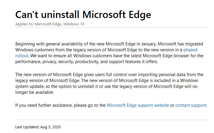 Microsoft Edge Support Windows 10