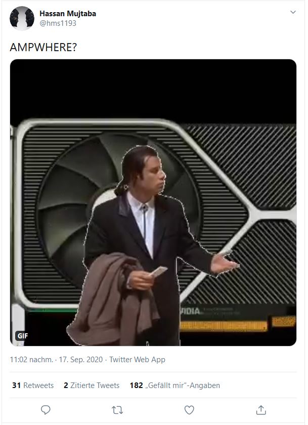 Nvidia RTX 3080 Ampere Ampwhere Hassan mujtaba on twitter