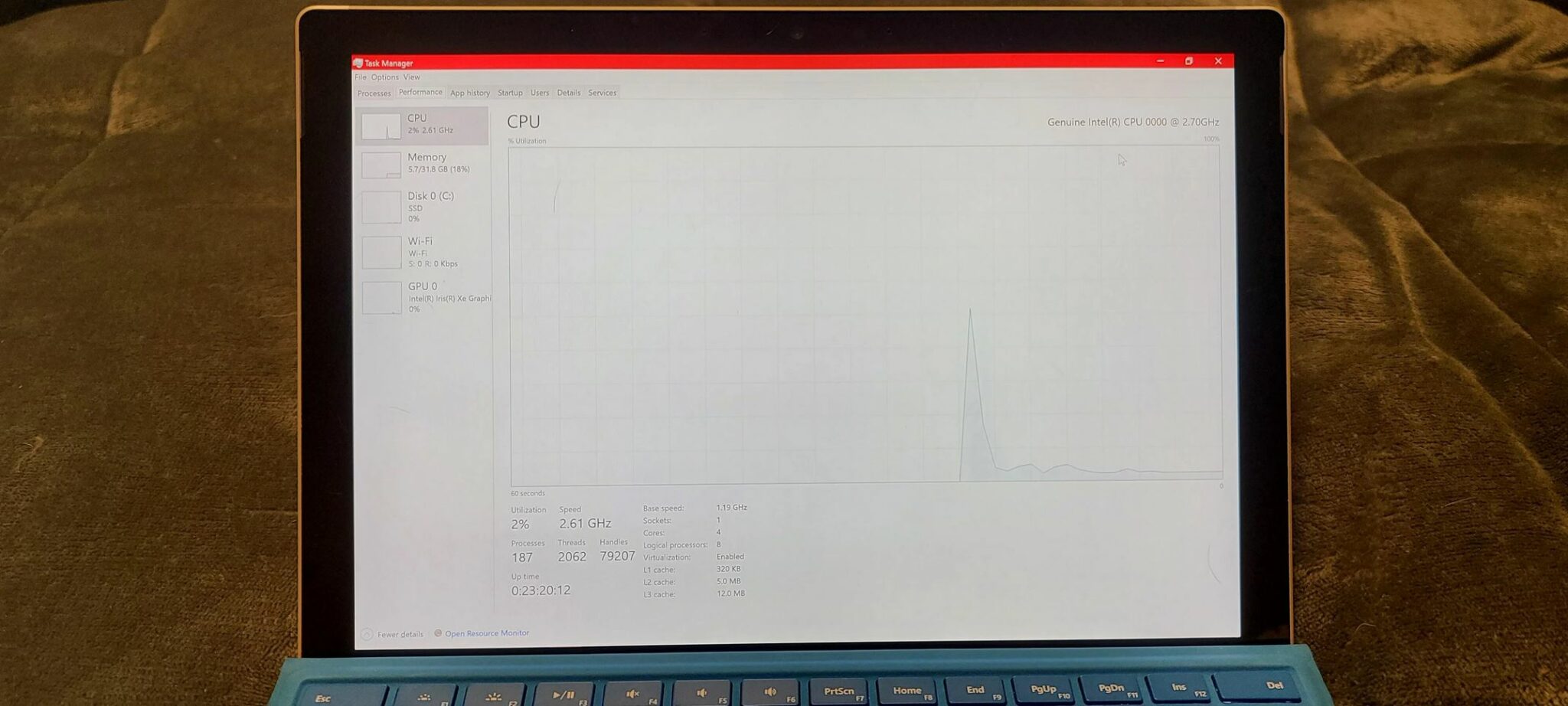 Microsoft Surface Pro 8 Screenshot Taskmanager