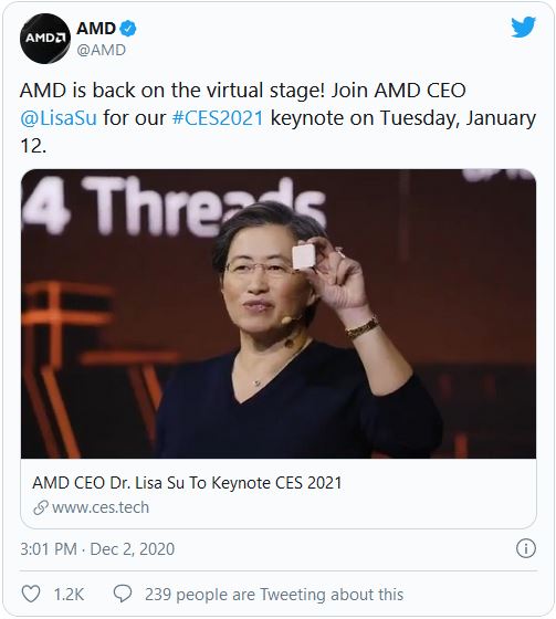 AMD Lisa Su Keynote CES 2020 Twitter