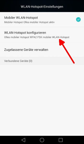 Android WLAN-Hotospot-Einstellungen