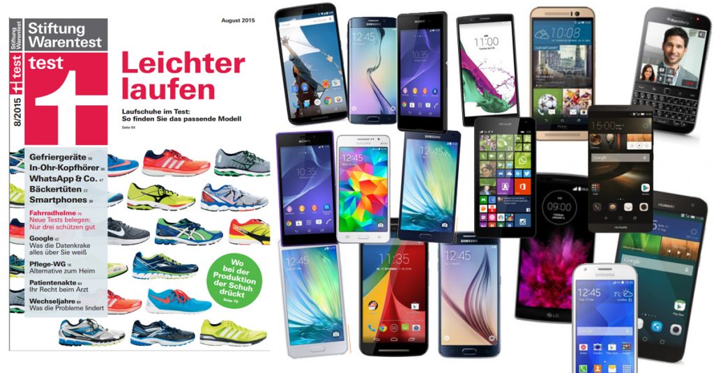 Stiftung Warentest 08/2015: 17 Smartphones im Test