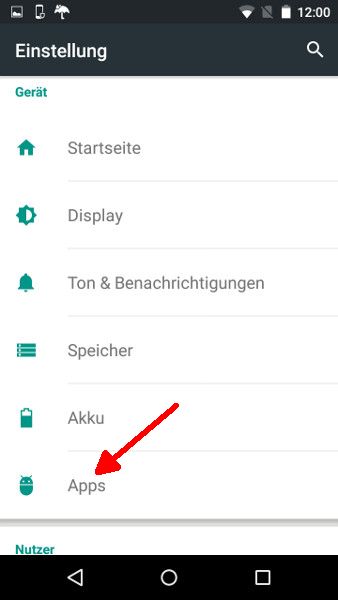 Android Launcher Schritt 2 App-Manager aufrufen