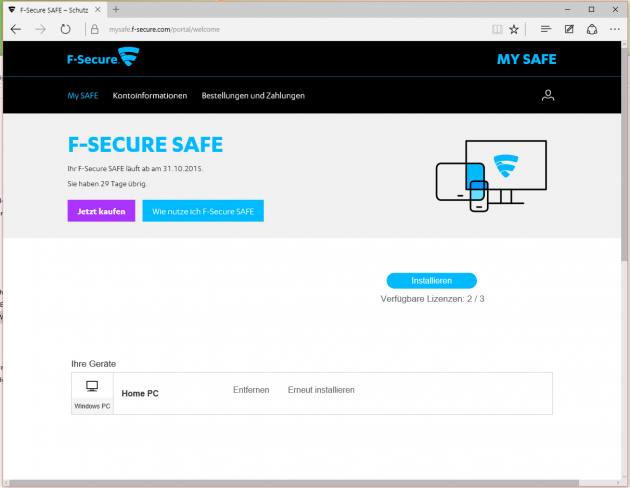 Lizenzen schnell im Blick beim Online-Portal F-Secure MySAFE