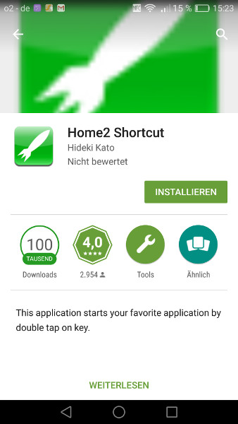 Shortcuts Android-Tasten Schritt 1