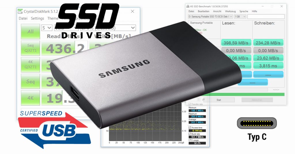 Test: Samsung portable SSD T3 mit USB 3.1 Typ C-Buchse und AES 256-Bit Verschlüsselung