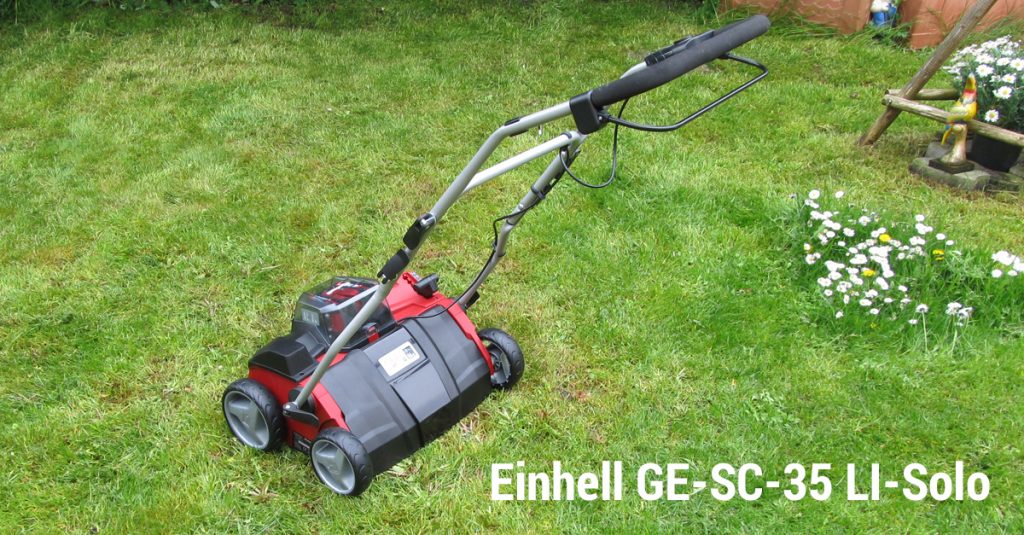 Rasen vertikutieren mit Einhell GE-SC-35 LI-Solo