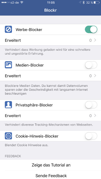 Inhalts-Blocker Blockr-Konfiguration