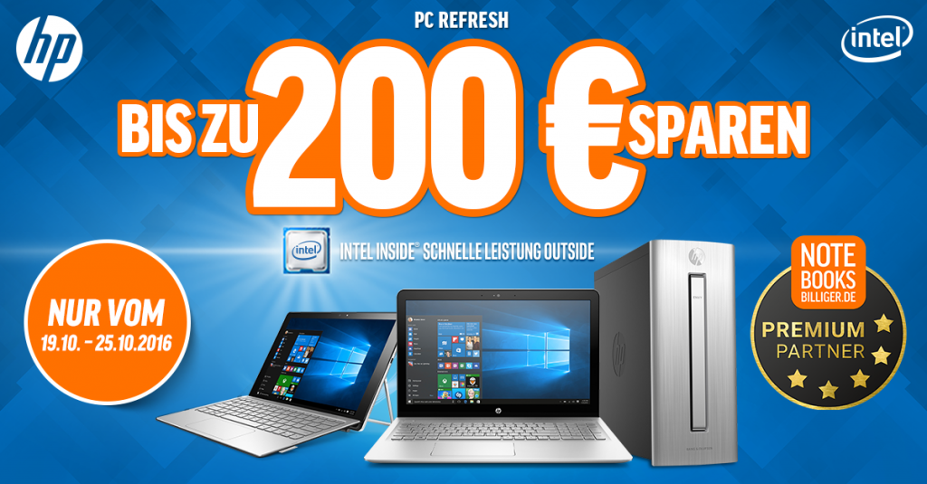 PC Refresh – Bis zu 200 € auf ausgewählte HP Tablets, Notebooks und PC-Systeme sparen