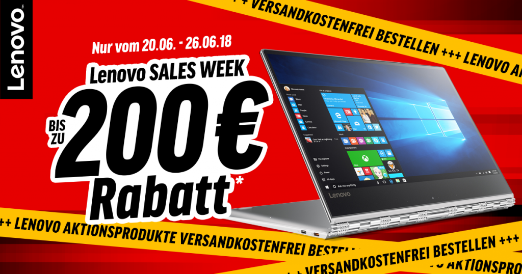 LENOVO Sales Week – bis zu 200€ auf ausgewählte Notebooks von Lenovo sparen
