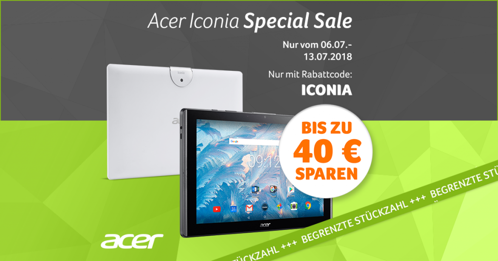 Bis zu 40 Euro auf ausgesuchte Acer Iconia Tablets sparen