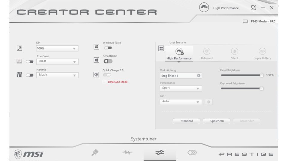 MSI Creator Center – System Tuner