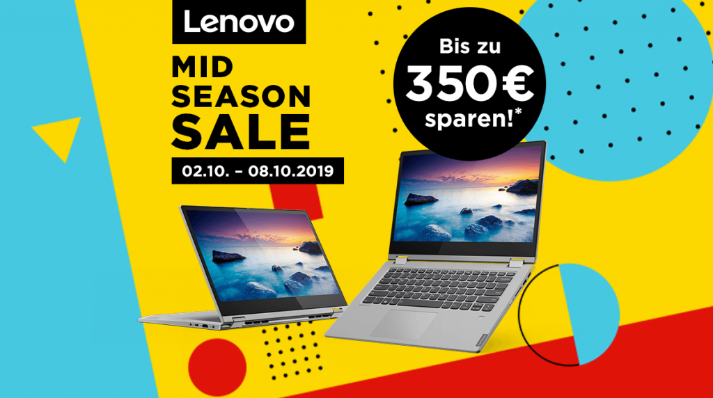 Notebooks, PCs, Monitore: Spare bis zu 350 Euro beim Lenovo Mid Season Sale
