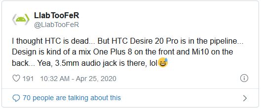 HTC Desire Pro 20 Twitter Leak