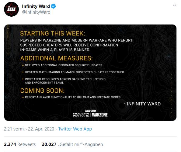 Twitter Call of Duty Infinity Ward
