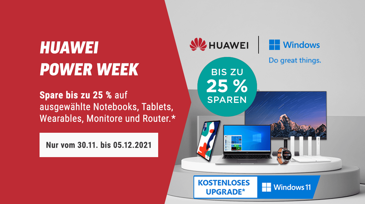 Huawei Power Week: Spare bis zu 25% auf Notebooks, Tablets, Monitore & Co.