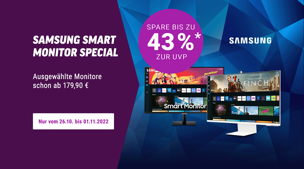 Samsung Smart Monitor Special: Bis zu 43% zur UVP auf ausgewählte Displays