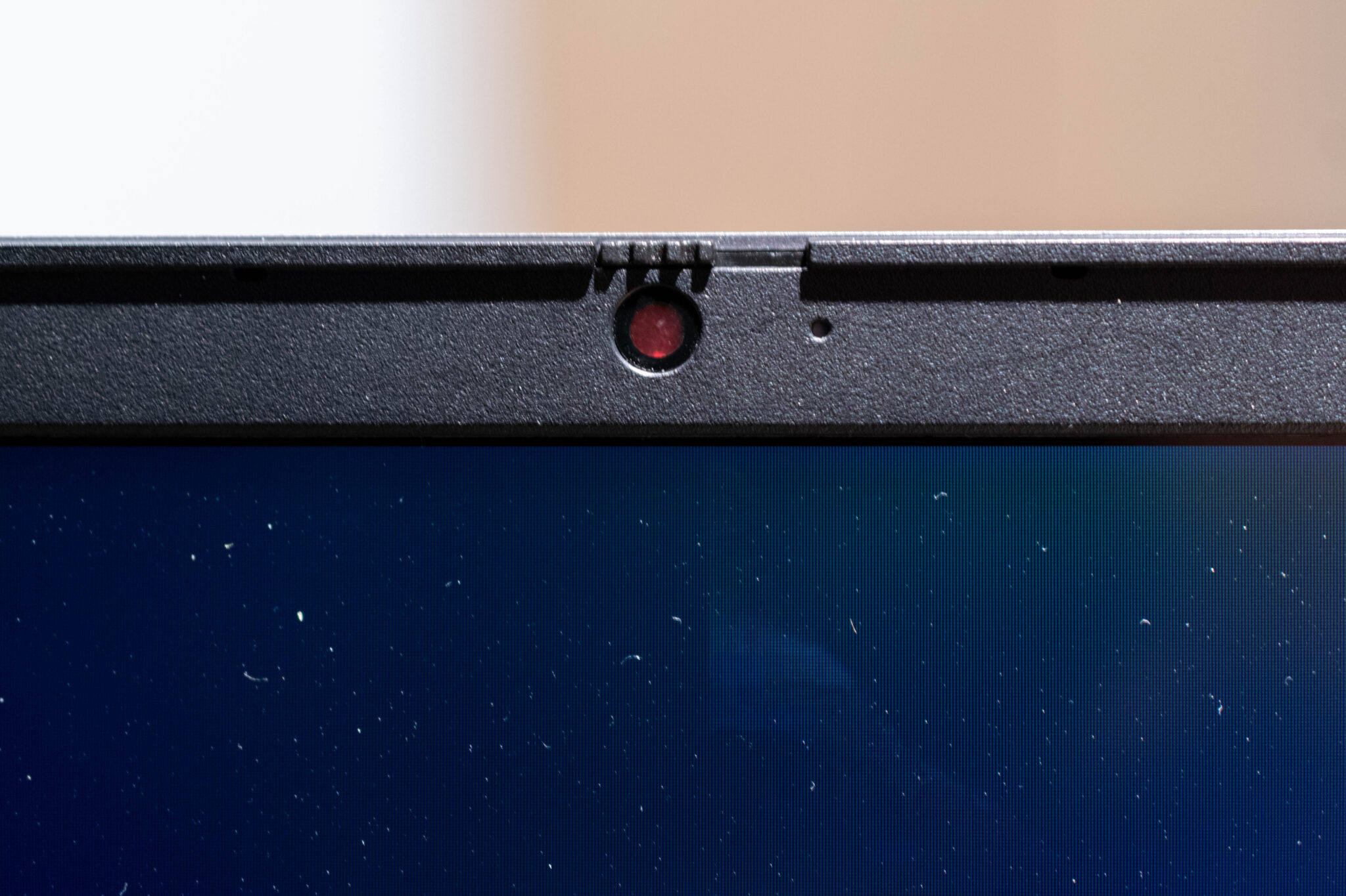 The V17's webcam can be covered with a shutter